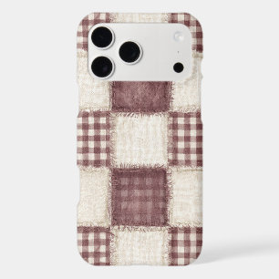Burgundy Cream Plaid Stripes iPhone 17 Pro Max Case