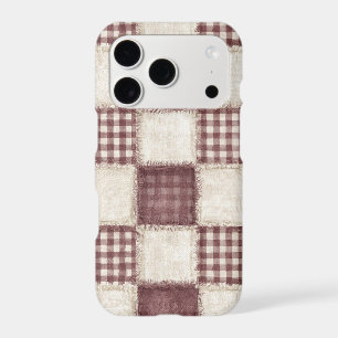 Burgundy Cream Plaid Stripes iPhone 17 Pro Case
