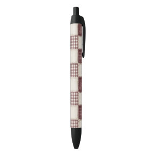 Burgundy Cream Plaid Stripes Pen