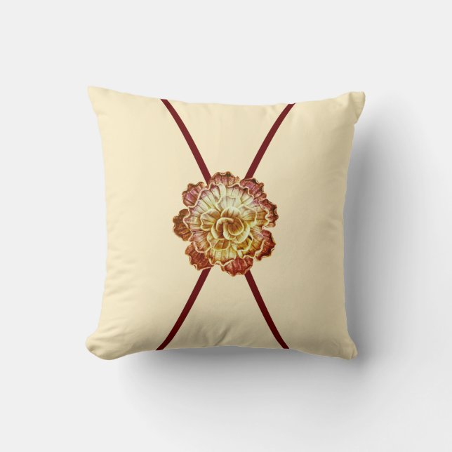 Burgundy & Cream (Primary) Elegance Rosette   Throw Pillow (Front)