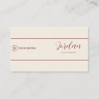 Burgundy Cream Restaurant Owner Chef Logo Business Card