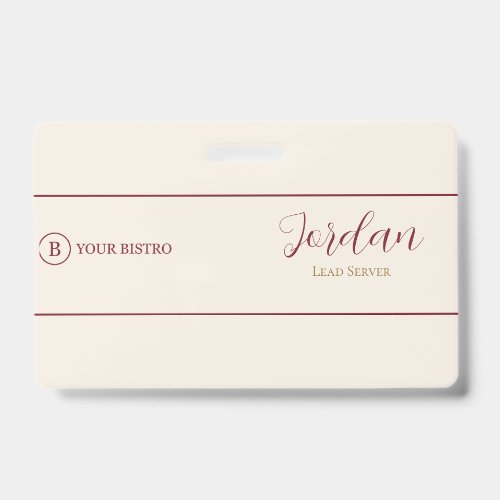Restaurant Server Logo Employee ID Badge