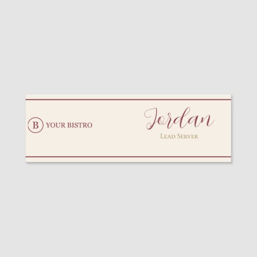 Restaurant Server Logo Employee Name Tag