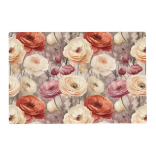 Burgundy Cream Spring Flowers Bridal Shower Placemat