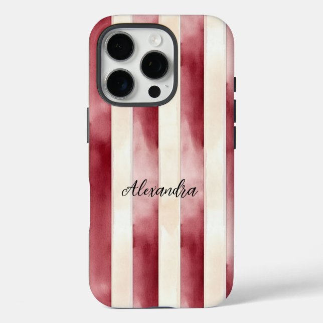 Burgundy Cream Stripes  Case-Mate iPhone Case (Back)