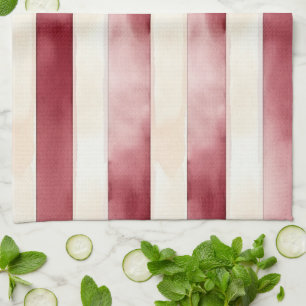 Burgundy Cream Stripes Kitchen Towel