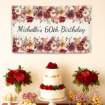 Burgundy Cream Watercolor Floral 60th Birthday Banner<br><div class="desc">Elegant burgundy and cream-colored watercolor floral fall/autumn birthday party banner for women. Contact me for assistance with your customizations or to request additional matching or coordinating Zazzle products for your event.</div>