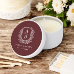 Burgundy Crest Modern Monogram Wedding  Mini Candle Favors<br><div class="desc">Illuminate your wedding day with the Modern Monogram Wedding Crest Soy Candle. Featuring a personalized monogram crest design, this scented candle adds a touch of elegance to your celebration. Crafted with premium wax and a delightful fragrance, it creates a warm and inviting atmosphere. Perfect as wedding favors or table decorations,...</div>