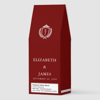 Burgundy Crest Wedding Custom Initials Roasted Coffee