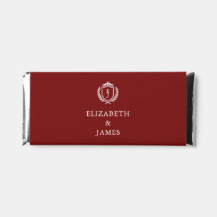 Burgundy Crest Wedding Welcome, Custom Initials Hershey Bar Favors