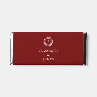 Burgundy Crest Wedding Welcome, Custom Initials Hershey Bar Favors