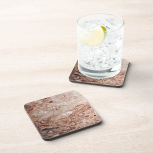 Burgundy Crimson Stoney Pebble Marble finish Beverage Coaster