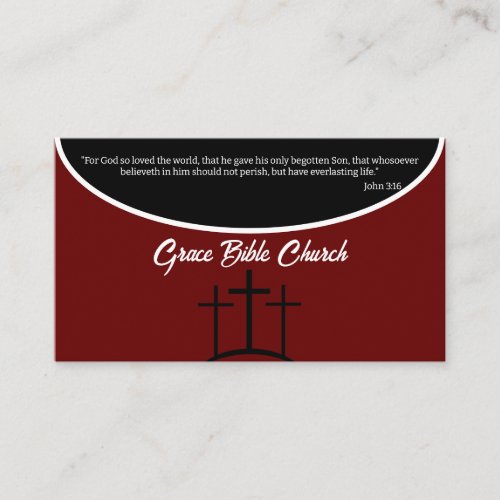 Burgundy Cross Pastor or Deacon Church Business Card