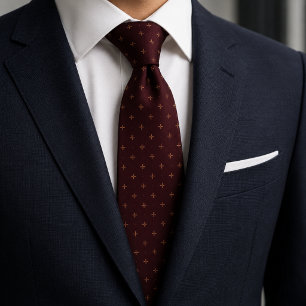 Burgundy Cross Scatter Neck Tie
