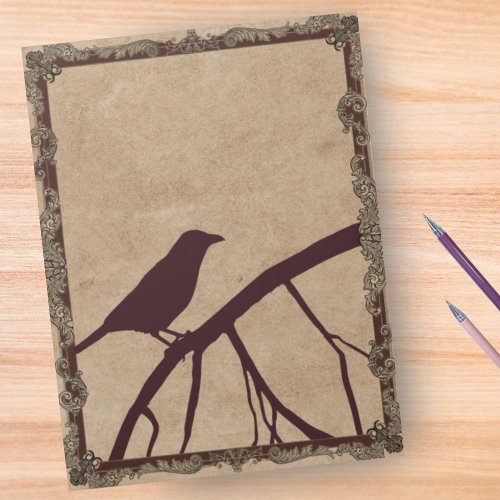 Burgundy Crow _ Fancy Frame on Antique Background Notepad