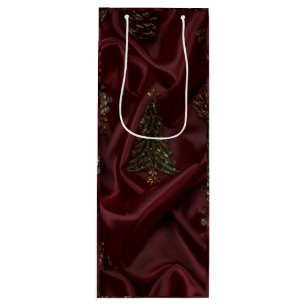 Burgundy Crystal Christmas  Wine Gift Bag