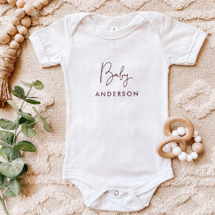 Burgundy Custom Baby Name Bodysuit