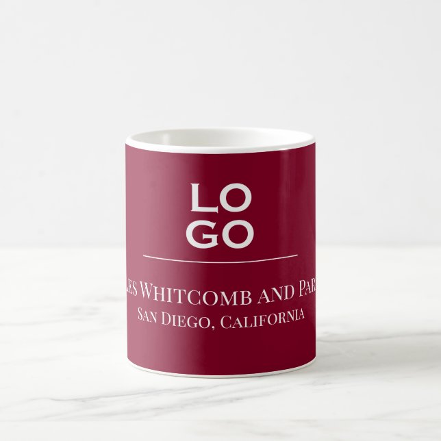 Burgundy Custom Business or Company Logo Coffee Mug (Center)