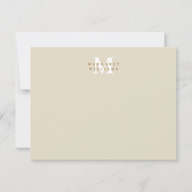 Burgundy Custom Colored Monogram Name Note Card (Front)