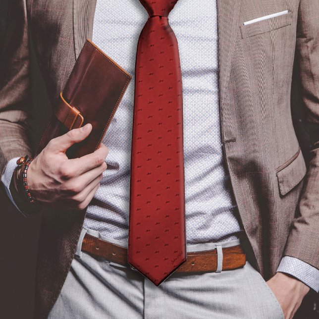 Burgundy Custom Name Monogram Quote  Neck Tie (Creator Uploaded)