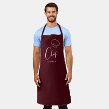 Burgundy cute hat and script personalized chef