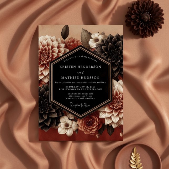 Burgundy Dahlia Bloom Wedding Invitation (Creator Uploaded)