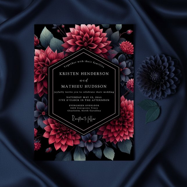 Burgundy Dahlia Opulent Wedding Invitation (Creator Uploaded)