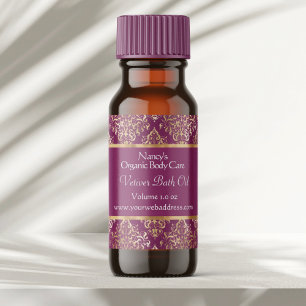 Burgundy damask & gold foil soap cosmetics label 4