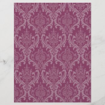 Burgundy Damask Letterhead by Cardgallery at Zazzle