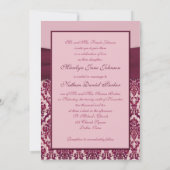Burgundy Damask Monogrammed Wedding Invitation (Back)