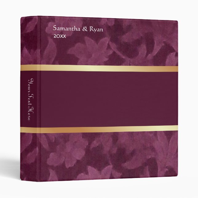 Burgundy Damask Planner 3 Ring Binder (Front/Spine)