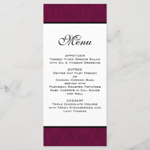 Burgundy Damask Wedding Menu