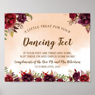 Burgundy Dancing Feet Flip Flops Wedding Sign