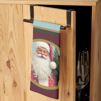 Burgundy dark green and gold kitchen towel