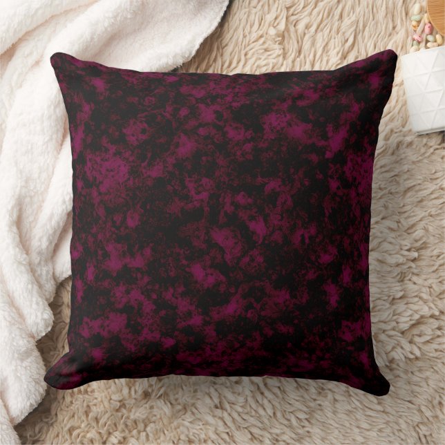 Burgundy dark marble with dark veins throw pillow (Blanket)