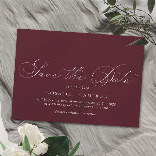 Burgundy Dark Red Romantic Airy Vintage Maroon Save The Date