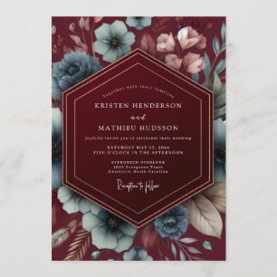 Burgundy Dark Romance Wedding Invitation