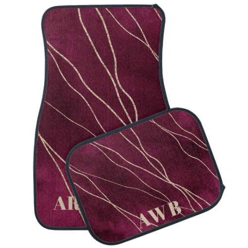 Burgundy Dark Rose Pink Ombre Threads of Gold Car Floor Mat