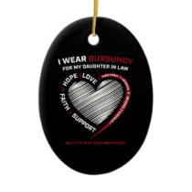 Burgundy Daughter In Law Multiple Myeloma Ceramic Ornament