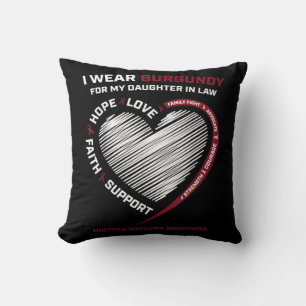 Burgundy Daughter In Law Multiple Myeloma Throw Pillow