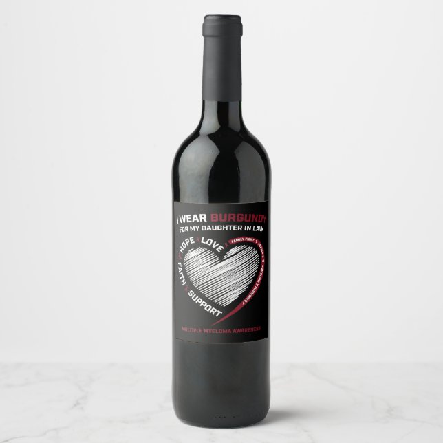 Burgundy Daughter In Law Multiple Myeloma Wine Label (Front)