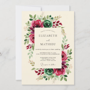 Burgundy Deluxe Winter Wedding Invitation