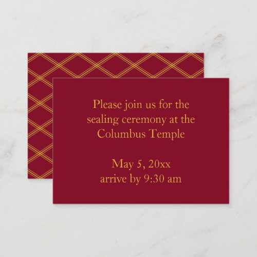 Burgundy Diamonds Temple Sealing Invitation