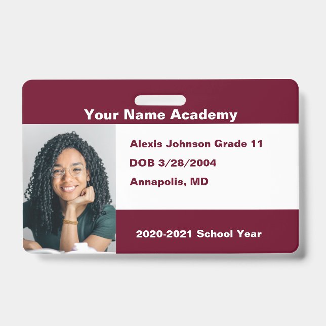 Burgundy Do It Yourself Custom Homeschool Badge (Front)