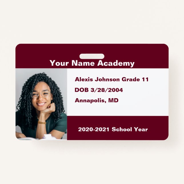 Burgundy Do It Yourself Custom Homeschool Badge (Front)