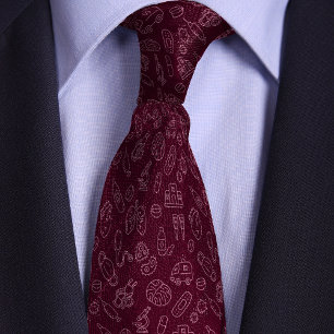 Burgundy Doctors, Healthcare Professionals Doodle Neck Tie