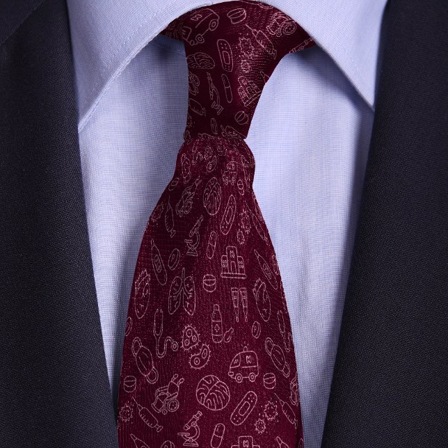Burgundy Doctors, Healthcare Professionals Doodle Neck Tie (Creator Uploaded)