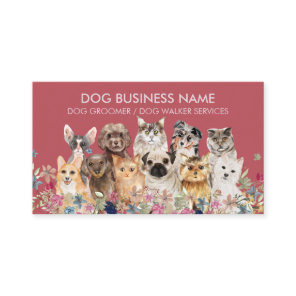 Burgundy Dogs Cats pet grooming sitting boarding Business Card