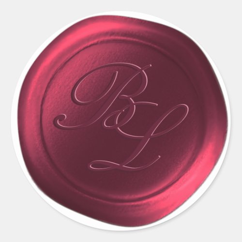 Burgundy Double Monogram Faux Wax Seal Stickers
