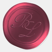 Burgundy Double Monogram Faux Wax Seal Stickers